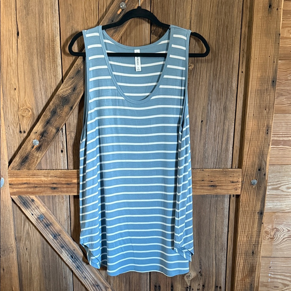 Zenana Blue with White Stripes Tank Top
